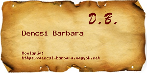 Dencsi Barbara névjegykártya